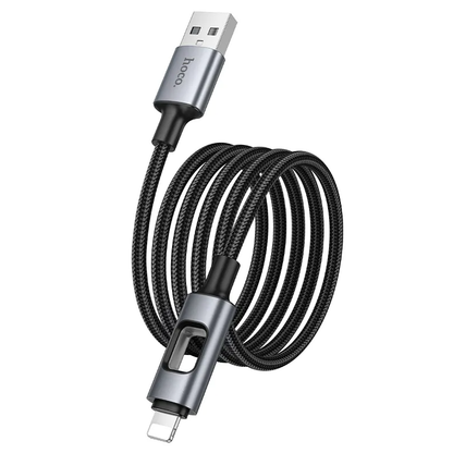 USB-A to Lightning Data and Charging Cable HOCO U144 Led, 18W, 1.2m, Black