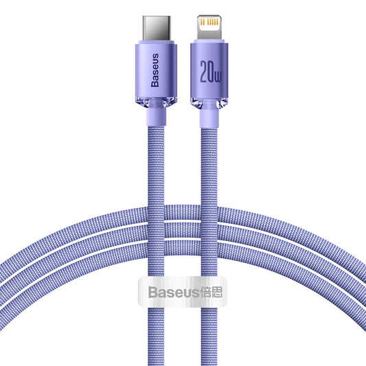 USB-C to Lightning Data and Charging Cable - Baseus Crystal Shine Series, 20W, 1.2m, Purple CAJY000205