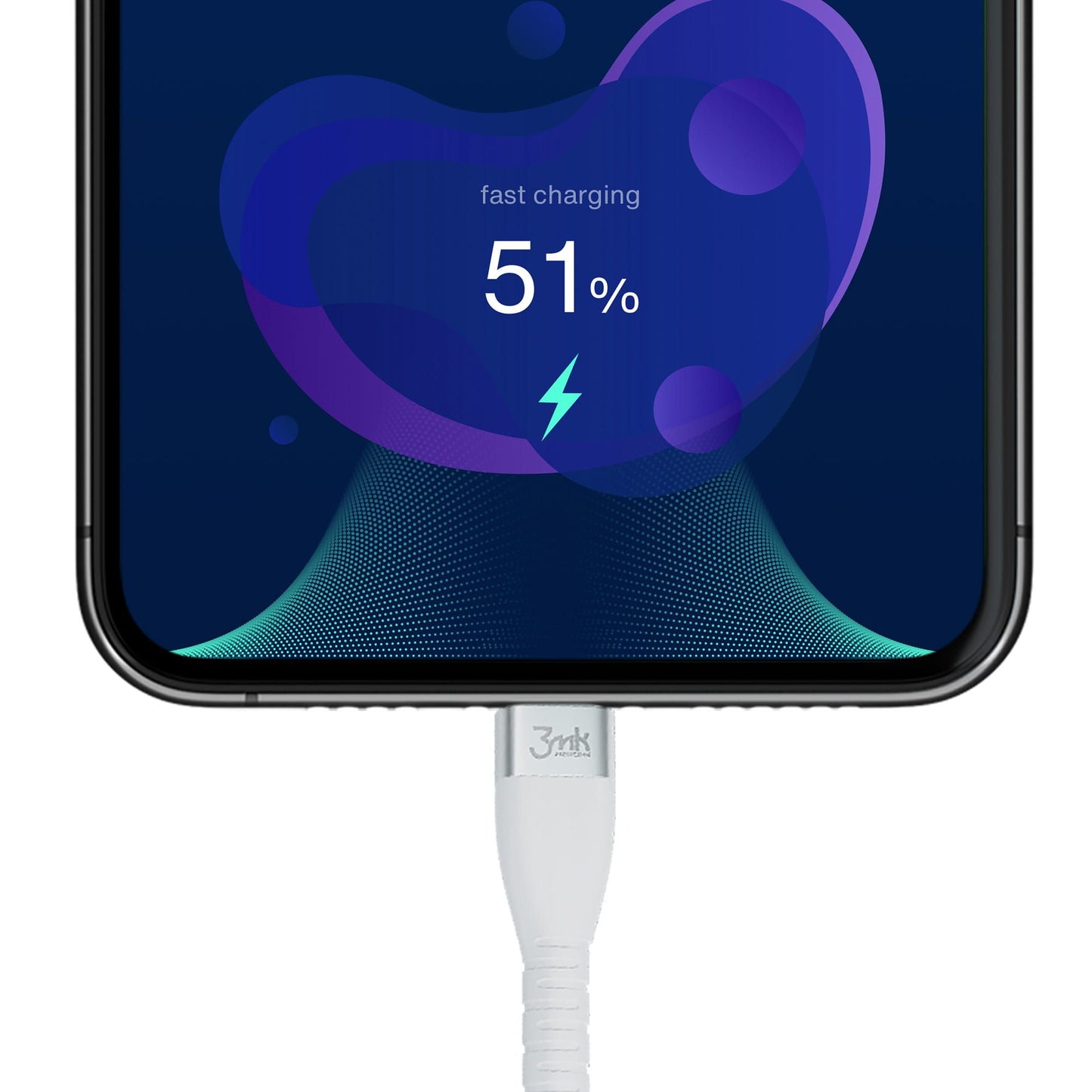 USB-C Data and Charging Cable - USB-C 3MK Hyper Silicone, 60W, 1m, White