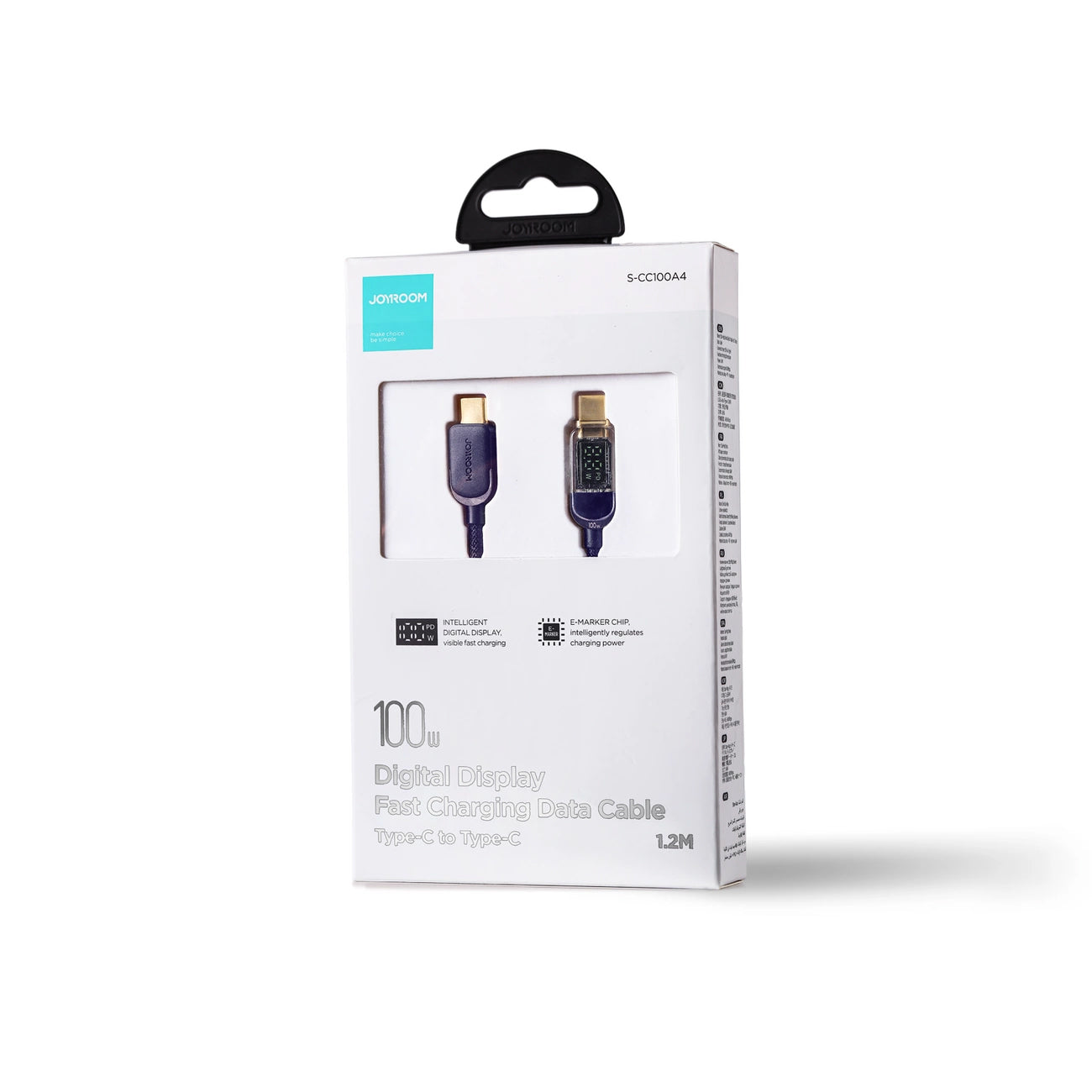 USB-C Data and Charging Cable - USB-C Joyroom A4 Display, 100W, 1.2m, Blue