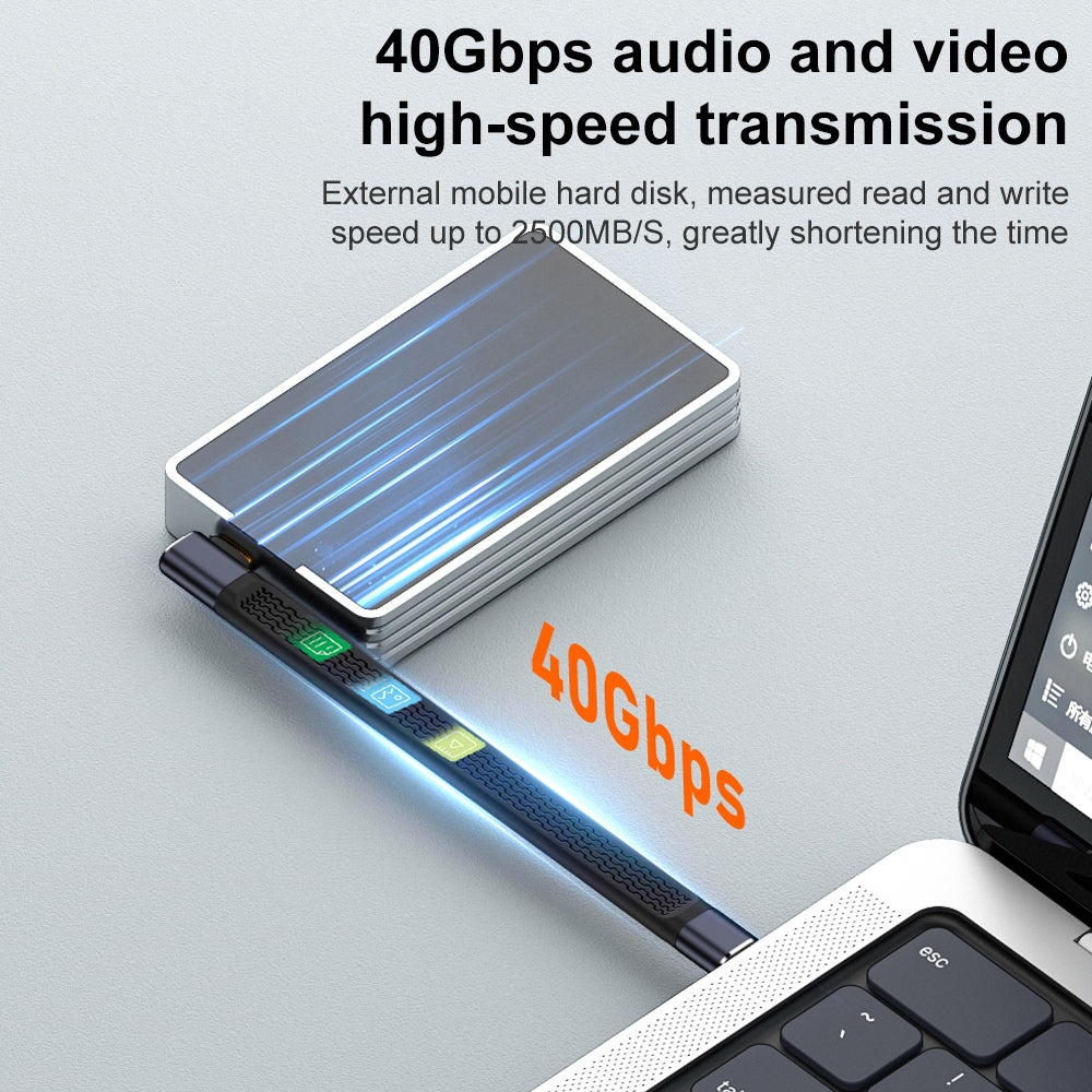 USB-C Data and Charging Cable - USB-C OEM Angled 8K Video Version 2, 240W, 0.15m, Black