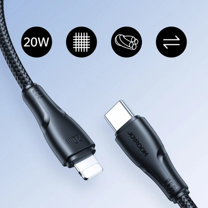 USB-C to Lightning Data and Charging Cable Joyroom S-A11, 20W, 0.25m, Black