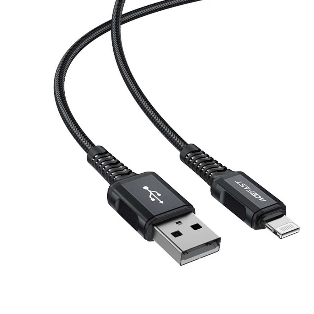 USB-A to Lightning Data and Charging Cable Acefast C4-02, 18W, 1.8m, Black
