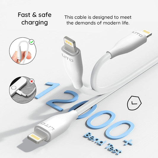 USB-A to Lightning Data and Charging Cable Lito LD03L, 18W, 1m, White