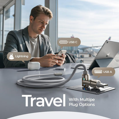 USB-A / USB-C - Lightning / USB-C Lisen 4in1 Data and Charging Cable, 240W, 2m, Gray YL0124110002