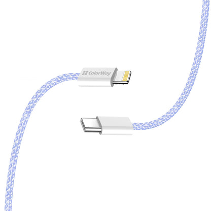 USB-C to Lightning Data and Charging Cable ColorWay CW-CBPDCL061, 27W, 1m, Purple
