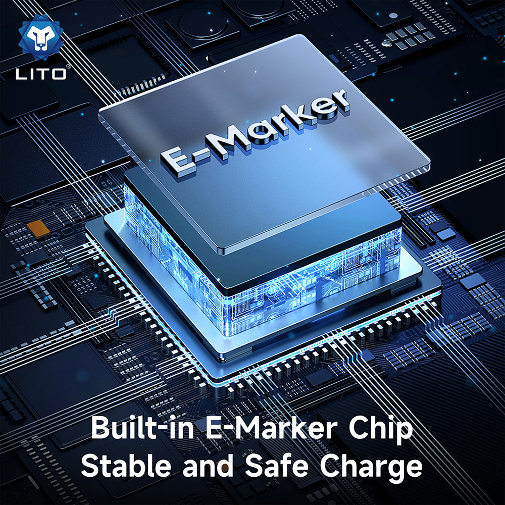 USB-C Data and Charging Cable - USB-C Lito LD09CC Display, 100W, 1.2m, Black