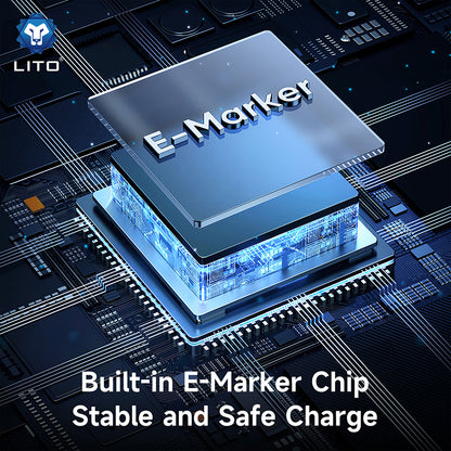 USB-C Data and Charging Cable - USB-C Lito LD09CC Display, 100W, 1.2m, Black