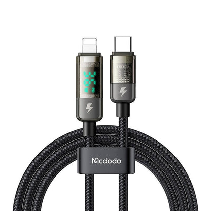 USB-C to Lightning McDodo CA-3600 Data and Charging Cable with Auto Power Off Display, 36W, 1.2m, Black