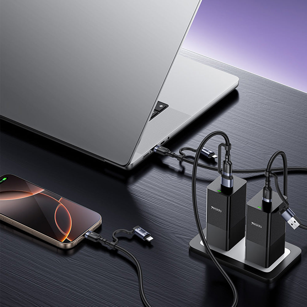 USB-C / USB-A Data and Charging Cable - USB-C / Lightning Yesido CA200, 60W, 1.2m, Black