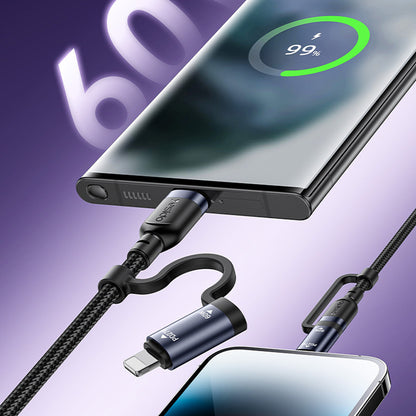 USB-C / USB-A Data and Charging Cable - USB-C / Lightning Yesido CA200, 60W, 1.2m, Black