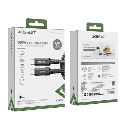 USB-C Data and Charging Cable - USB-C Acefast C4-03, 100W, 2m, Black