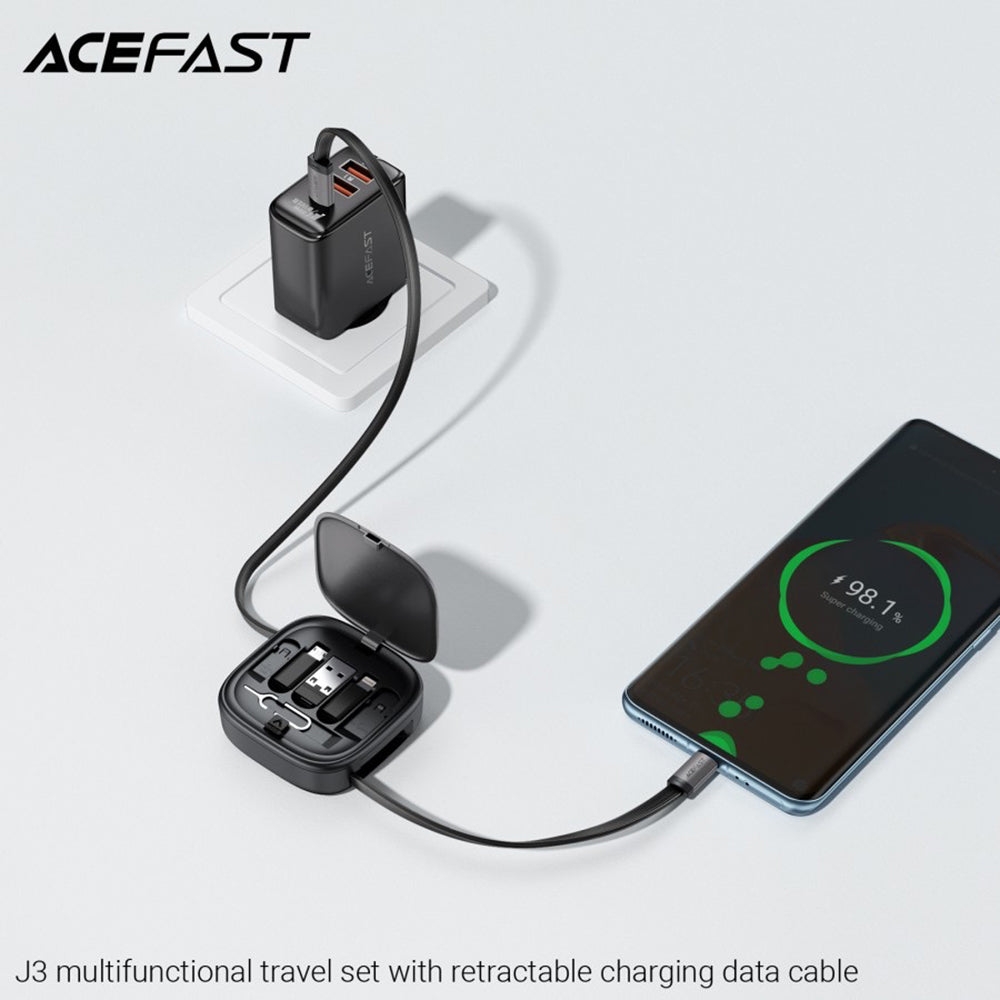 USB-C to USB-C Acefast Travel J3 Data and Charging Cable, 60W, 0.95m, Black