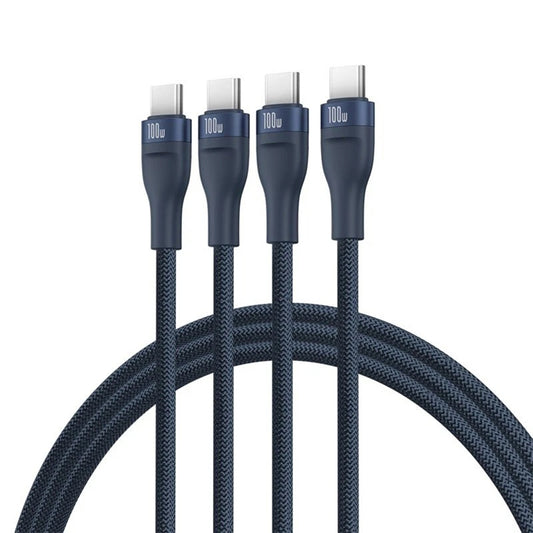 USB-C Charging Cable - 3 x USB-C Baseus Flash Series III 3in1, 100W, 1.5m, Blue P10377503321-00