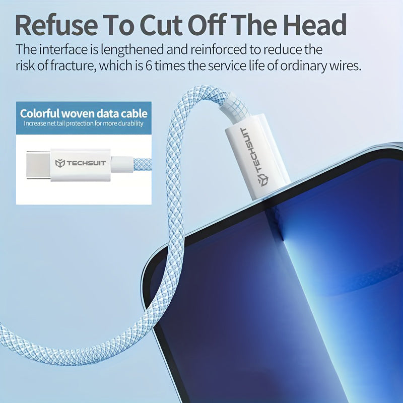 USB-C Data and Charging Cable - USB-C Techsuit PCB114D, 60W, 1m, Pink