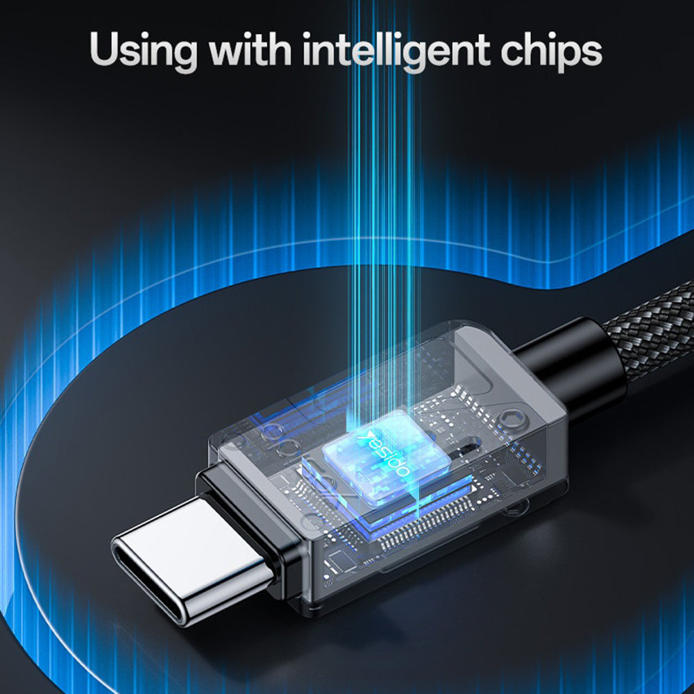 USB-C Data and Charging Cable - USB-C Yesido CA196, 60W, 1.2m, Black