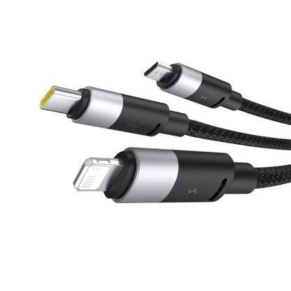 USB-A Charging Cable - Lightning / microUSB / USB-C Baseus StarSpeed 3in1, 100W, 1.5m, Black P10319900111-01