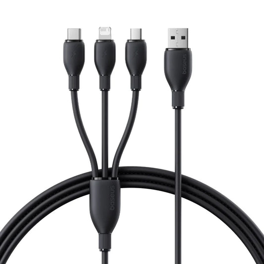 USB-A Charging Cable - Lightning / microUSB / USB-C Baseus Ultra Fast 3in1, 18W, 1.3m, Black P10376303121-00