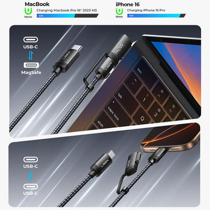 USB-C Charging Cable - USB-C / MagSafe 3 Lisen, 140W, 2m, Gray YL0124070021