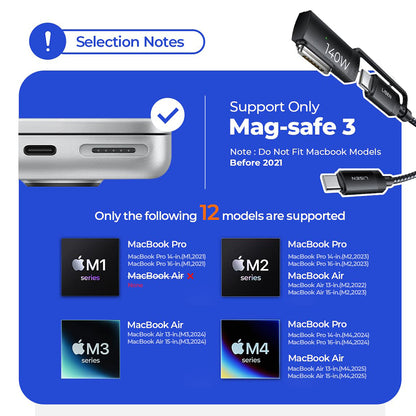 USB-C Charging Cable - USB-C / MagSafe 3 Lisen, 140W, 2m, Gray YL0124070021