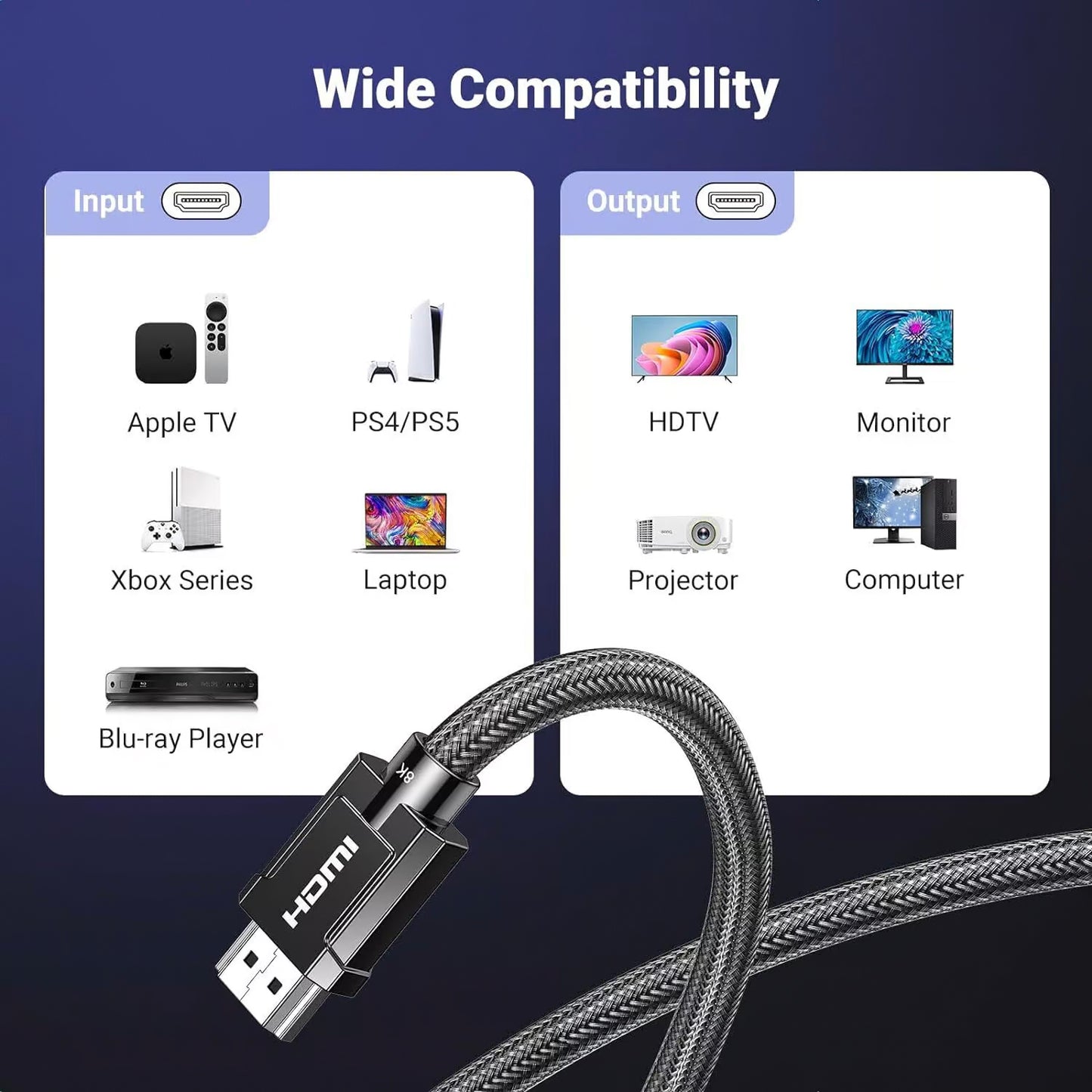 UGREEN Video Cable, HDMI - HDMI, 8K, 1.5m, Black