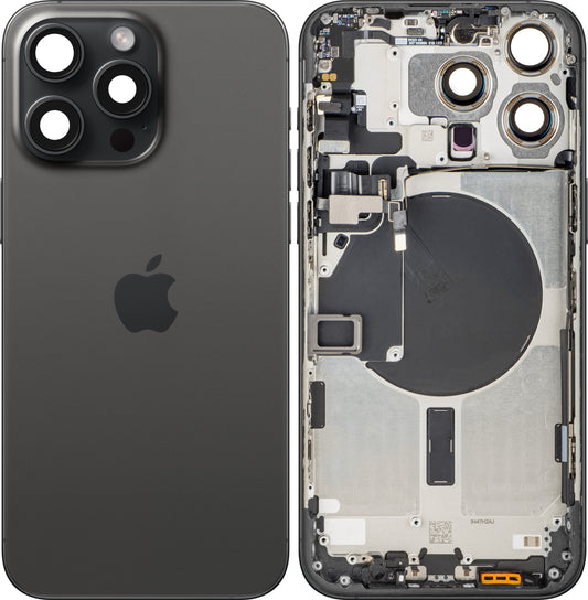 Apple iPhone 15 Pro Max Battery Cover, With Middle Frame, Black (Black Titanium), Swap
