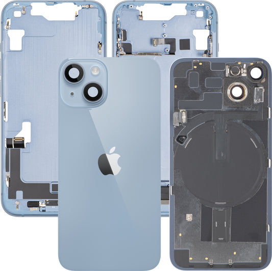 Apple iPhone 14 Battery Cover, With Middle Frame, Full Parts, Blue, Swap