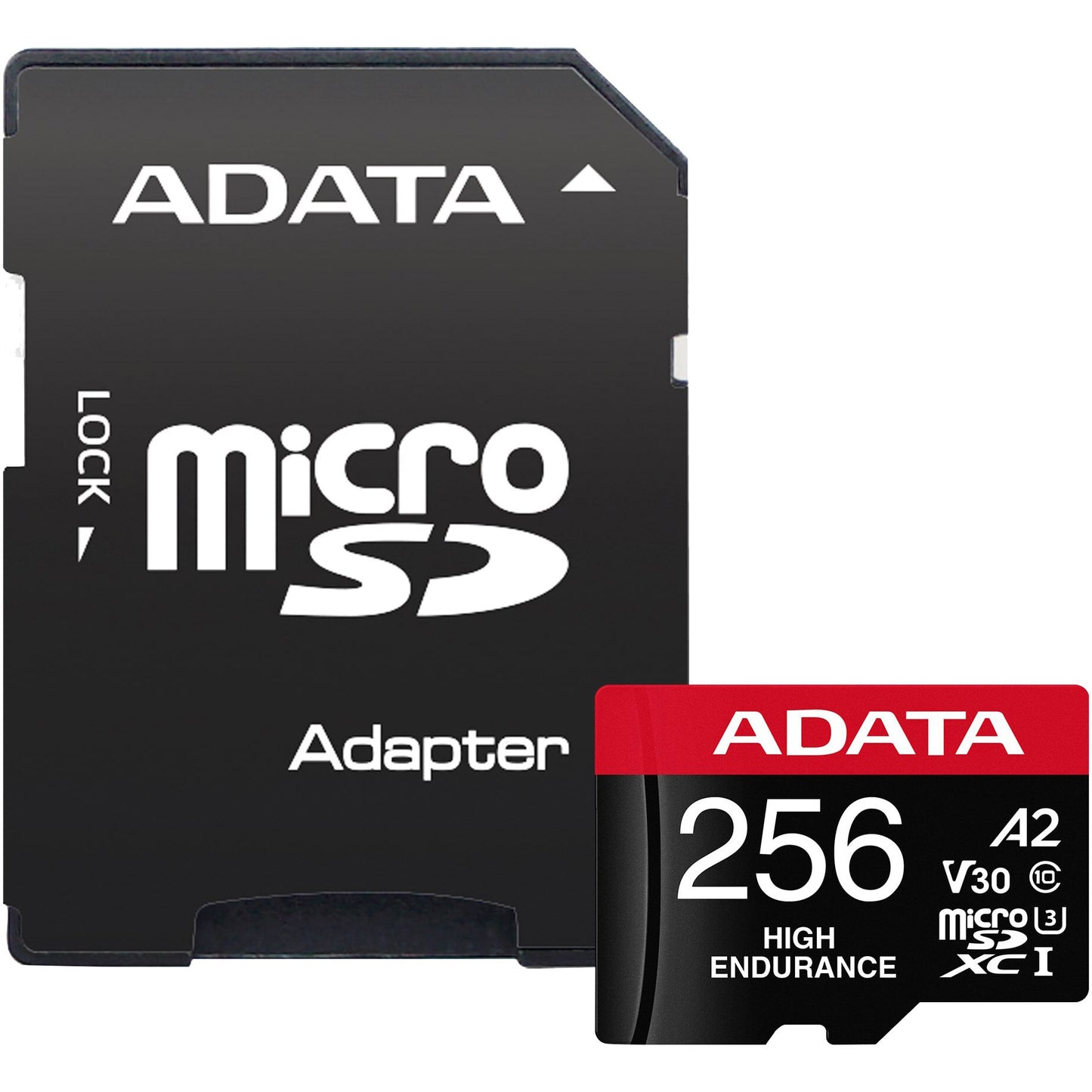 Adata High Endurance microSDXC Memory Card, 256Gb, Class 10 / UHS-1 U3, With Adapter AUSDX256GUI3V30SHA2-RA1