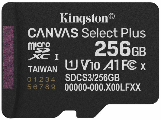 Kingston Canvas Select Plus Android A1 microSDXC Memory Card, 256Gb, Class 10 / UHS-1 U1 SDCS3/256GBSP