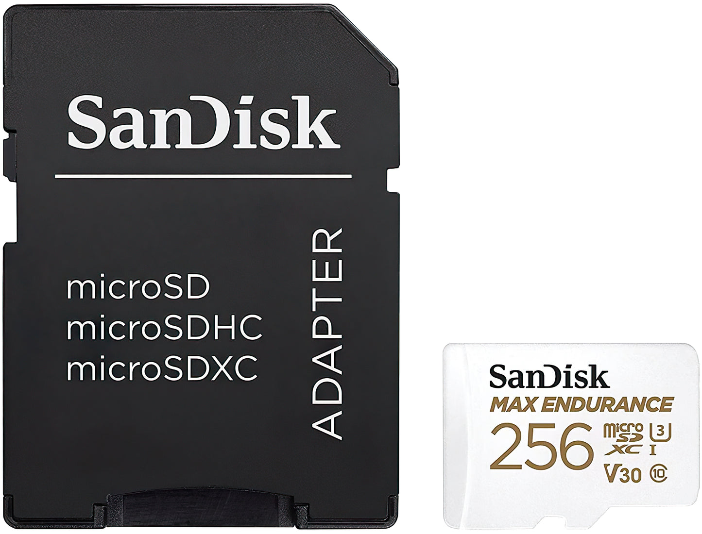 SanDisk High Endurance microSDXC Memory Card, 256Gb, Class 10 / UHS-1 U3, With Adapter SDSQQNR-256G-GN6IA