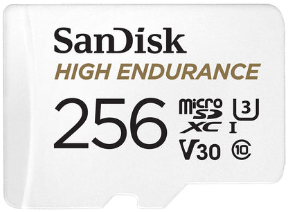 SanDisk High Endurance microSDXC Memory Card, 256Gb, Class 10 / UHS-1 U3, With Adapter SDSQQNR-256G-GN6IA