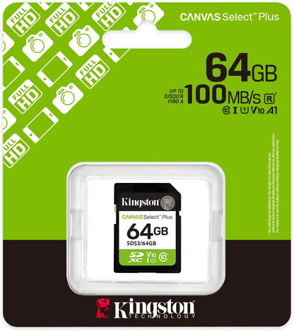 Kingston Canvas Select Plus SDXC Memory Card, 64GB, Class 10 / UHS-1 U1 SDS3/64GB