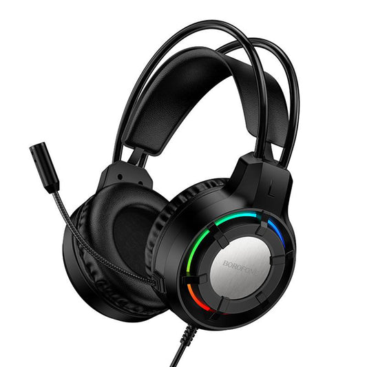 Borofone BO112 Wave 3.5mm Gaming Headphones, RGB, 2m, Black