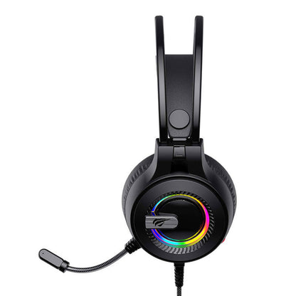 Gaming Headphones 3.5mm HAVIT H2040d, RGB, 2.1m, Black