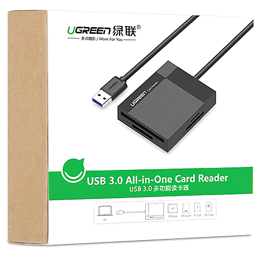 USB 3.0 UGREEN CR125 Card Reader, SD - microSD - CF - MS, Black