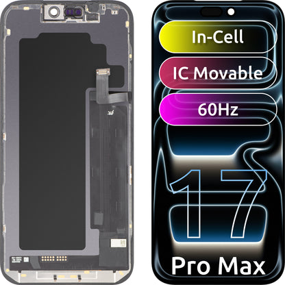 JK Touchscreen Display for Apple iPhone 17 Pro Max, with Frame, Movable IC In-Cell LCD Version, Black
