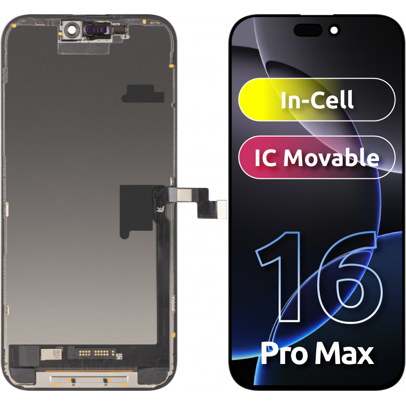 JK Touchscreen Display for Apple iPhone 16 Pro Max, with Frame, Movable In-Cell IC LCD Version, Black