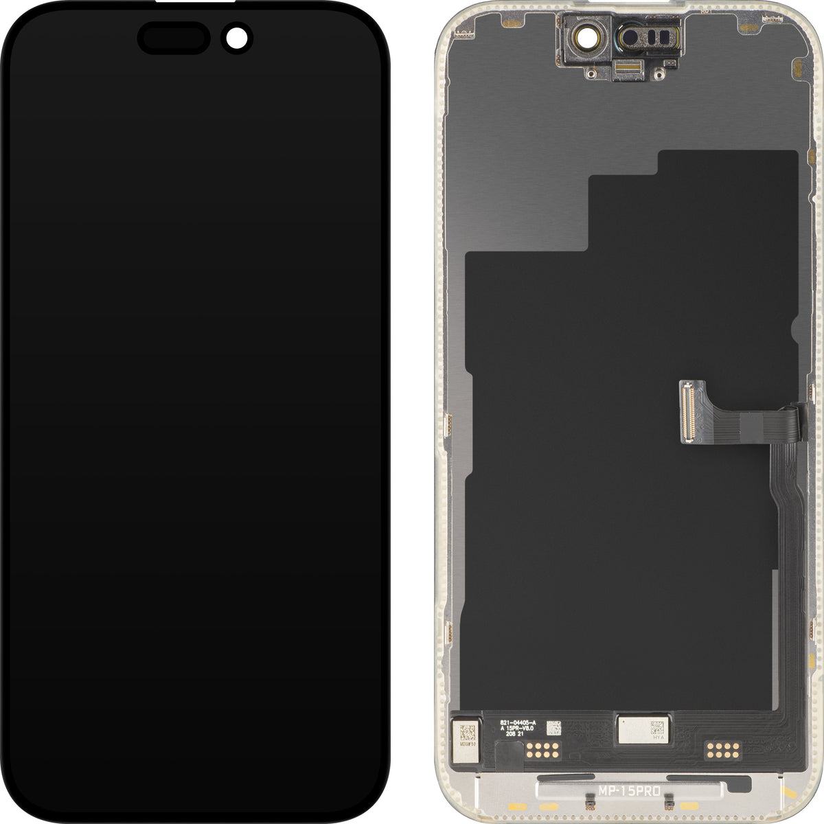 MP Touchscreen Display compatible with Apple iPhone 15 Pro, with Frame, Premium Soft OLED FHD 120Hz Diagnostic Version, Black