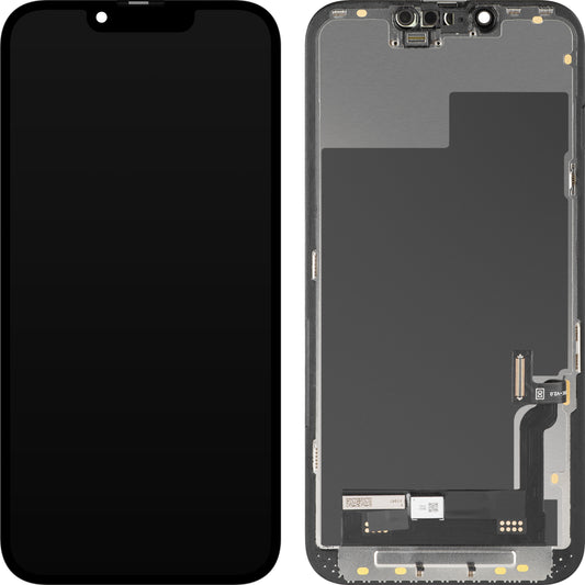 MP Touchscreen Display compatible with Apple iPhone 13, with Frame, OLED FHD Diagnostic Soft Version, Black, Refurbished