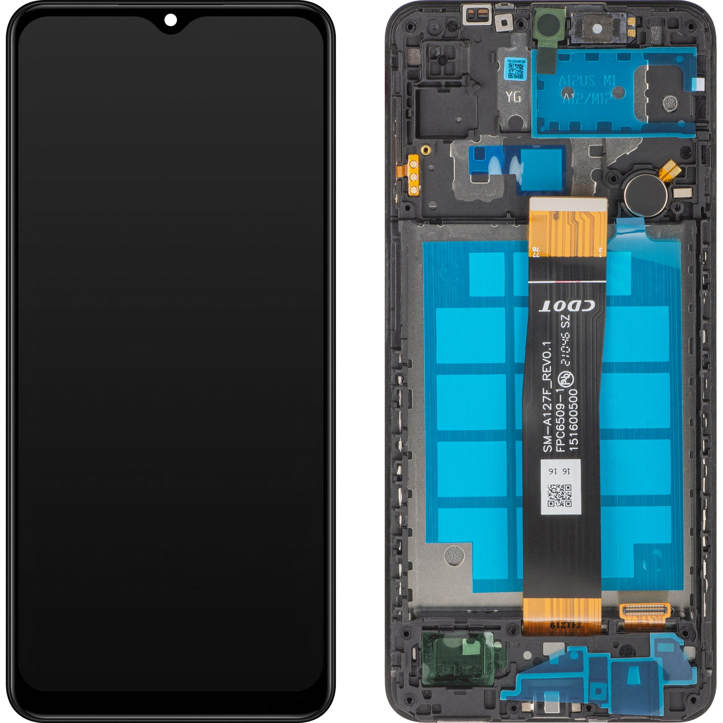 MP Touchscreen Display compatible with Samsung Galaxy A12 Nacho A127, with Frame, Black