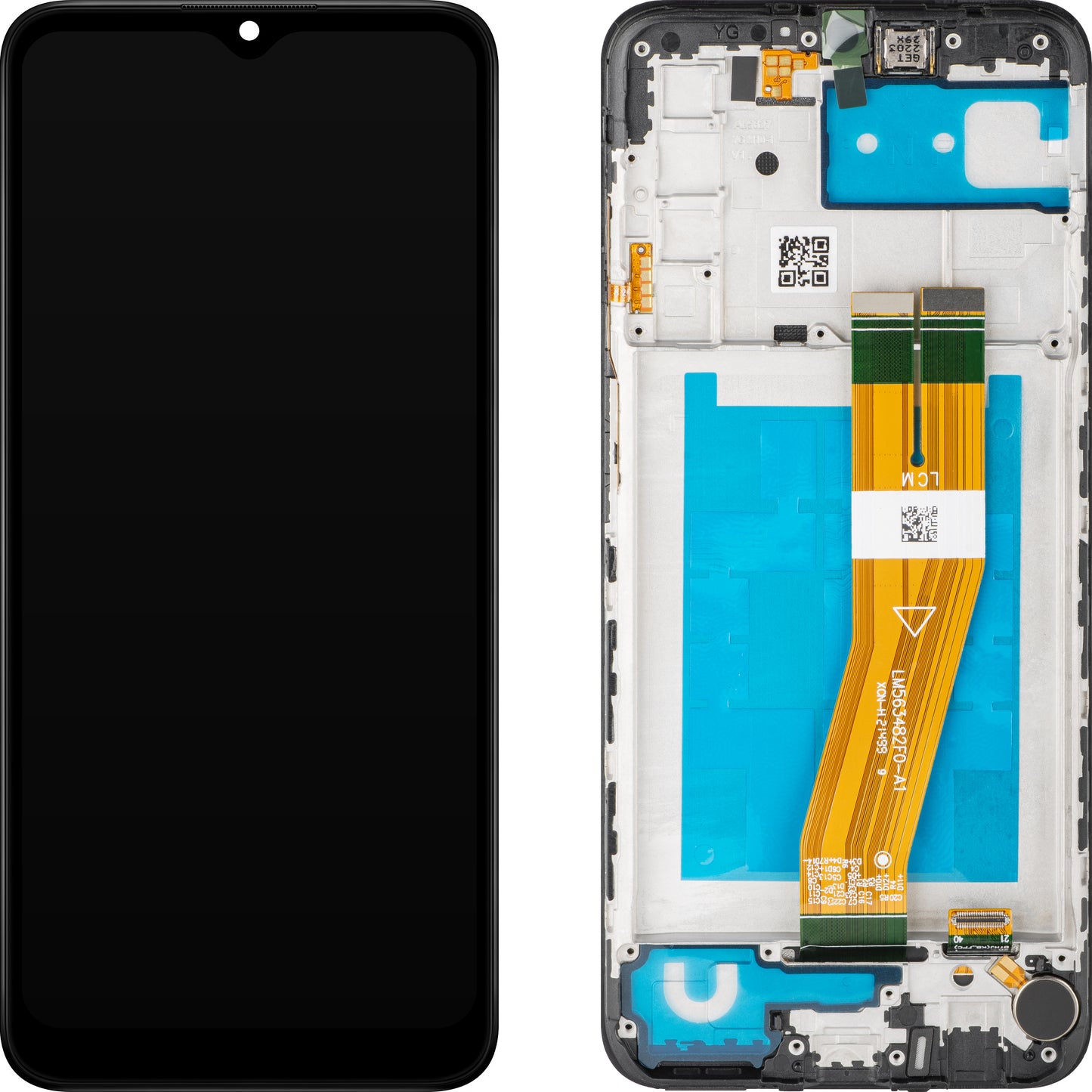 Touchscreen MP Display with Touchscreen compatible with Samsung Galaxy A03s A037, with Frame, Version F, Black 