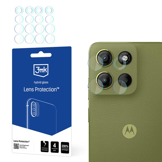 3MK Protection Rear Camera Protective Film for Motorola Moto G15 / G15 Power, Flexible Glass, Set of 4 Pieces, Transparent