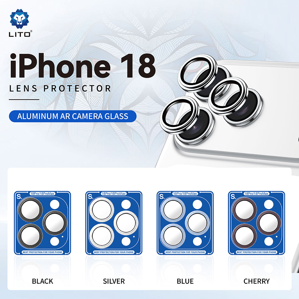 Lito S+ Rear Camera Protective Film for Apple iPhone 18 Pro / 18 Pro Max, Tempered Glass, Burgundy
