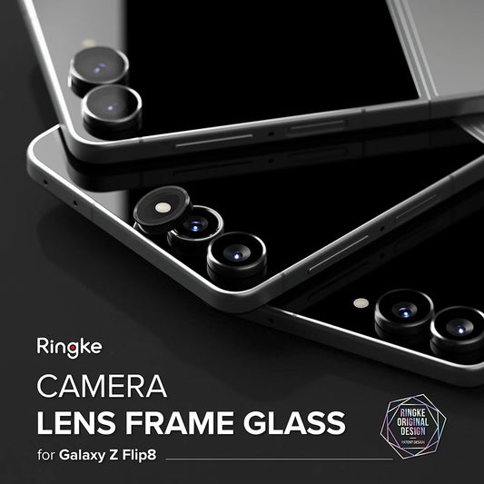 Ringke Rear Camera Protective Film for Samsung Galaxy Z Flip8 F776, Tempered Glass, Set of 2 Pieces, Black