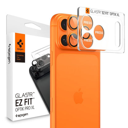 Spigen GlastR EZ FIT Optik Pro Rear Camera Protector for Apple iPhone 17 Pro Max, Tempered Glass, Set of 2 pieces, Orange AGL10650