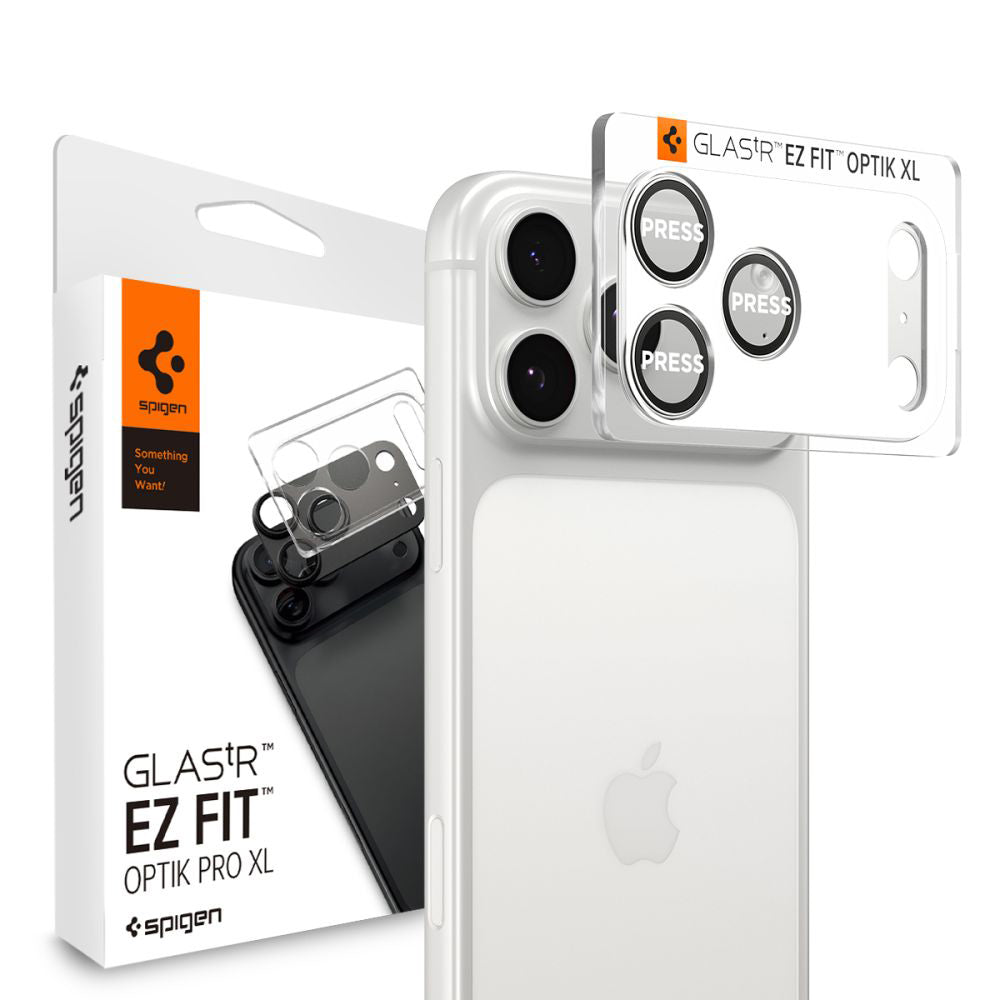 Spigen GlastR EZ FIT Optik Pro XL Rear Camera Protector for Apple iPhone 17 Pro, Tempered Glass, Silver AGL10647