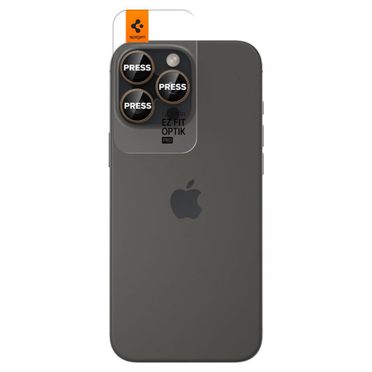 Spigen GlastR EZ FIT Optik Pro Rear Camera Protector for Apple iPhone 16 Pro, Tempered Glass, Set of 2 pieces, Bronze AGL08862