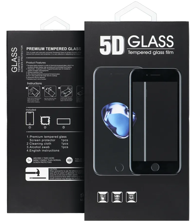 OEM Screen Protector Film for Motorola Moto G86 Power / G86, Tempered Glass, Full Glue, 5D, Black
