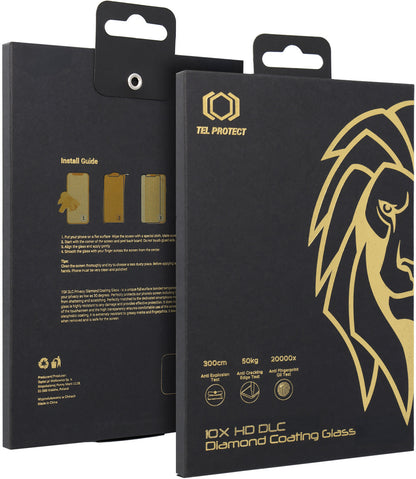 Tel Protect 10X HD DLC Diamond Coating Screen Protector for Apple iPhone 17 / 16 Pro, Tempered Glass, Full Glue, Black