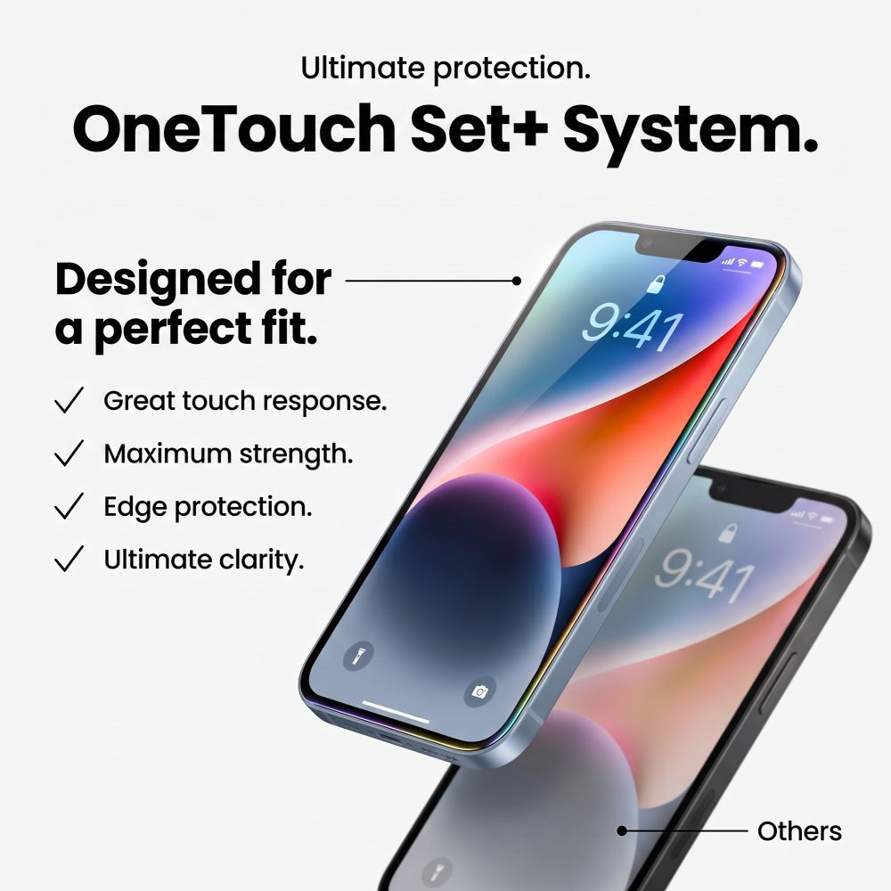 Tech-Protect OneTouch Screen Protector for Apple iPhone 18 Pro Max / 17 Pro Max, Tempered Glass, Full Glue, Set of 2 pieces, Transparent